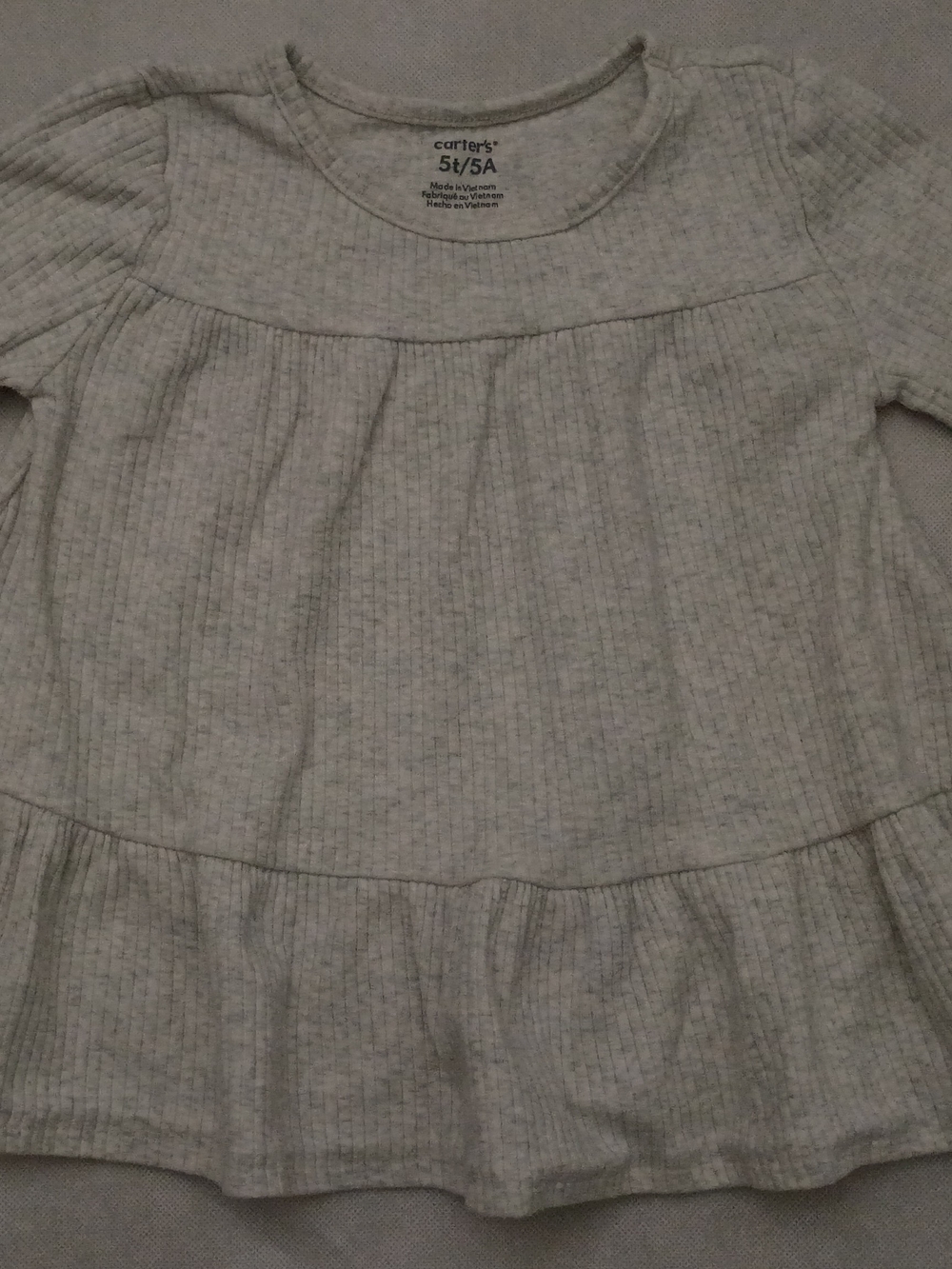 Carter's Girls' Heather Gray Ruffle Long-Sleeve Top - 5T